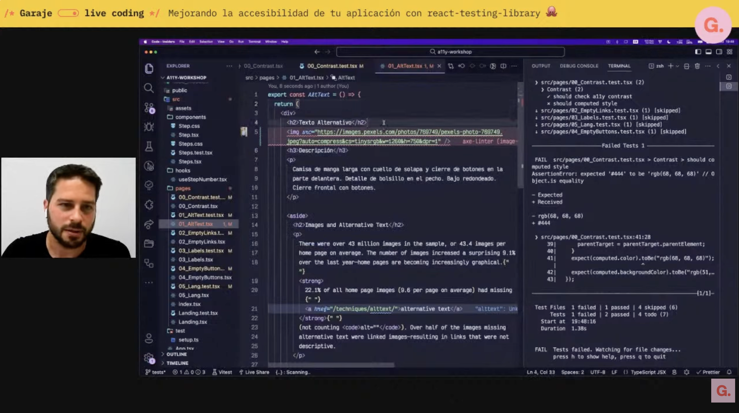 Captura de pantalla del video de la charla