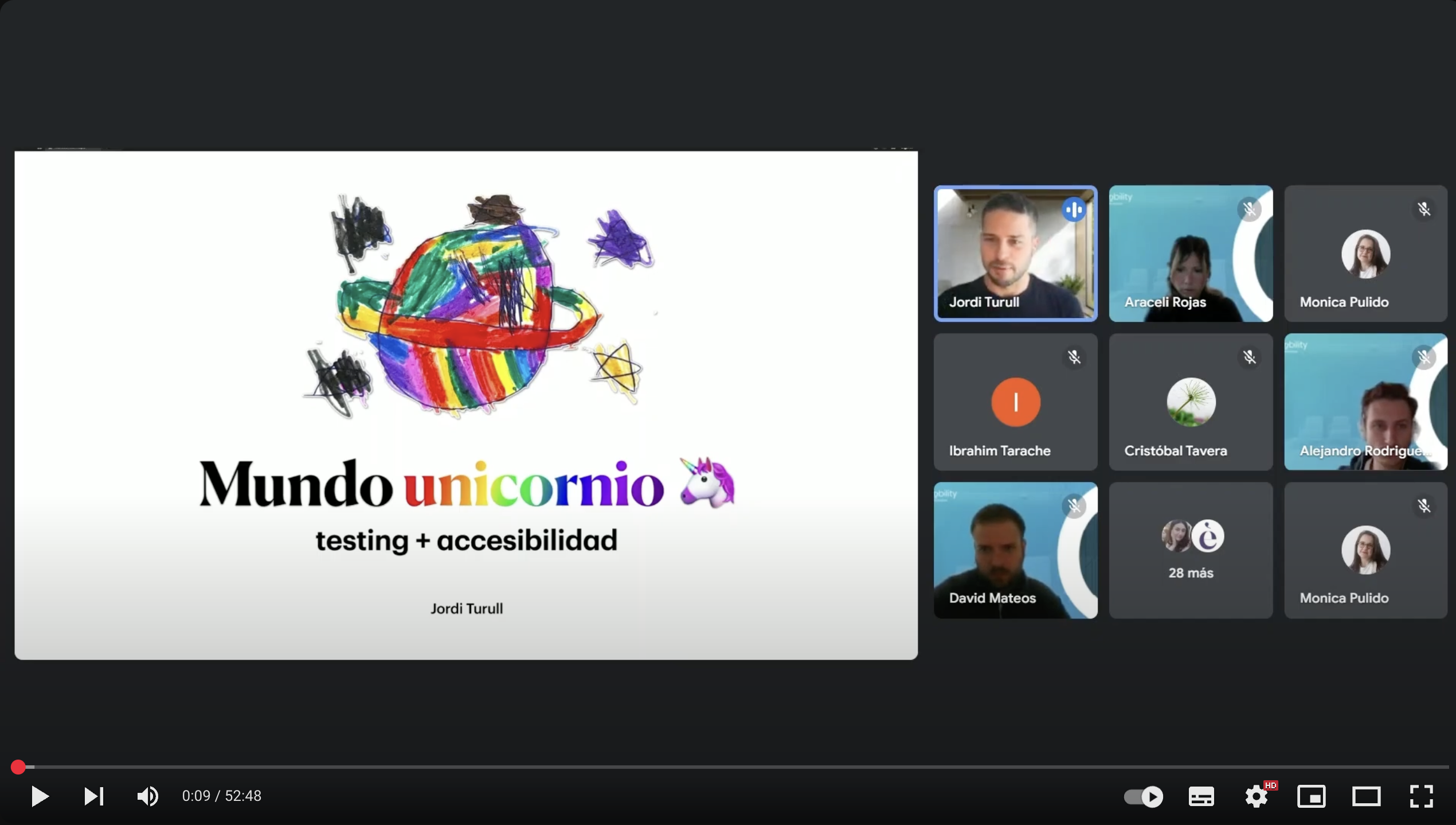 Captura de pantalla del video de la charla